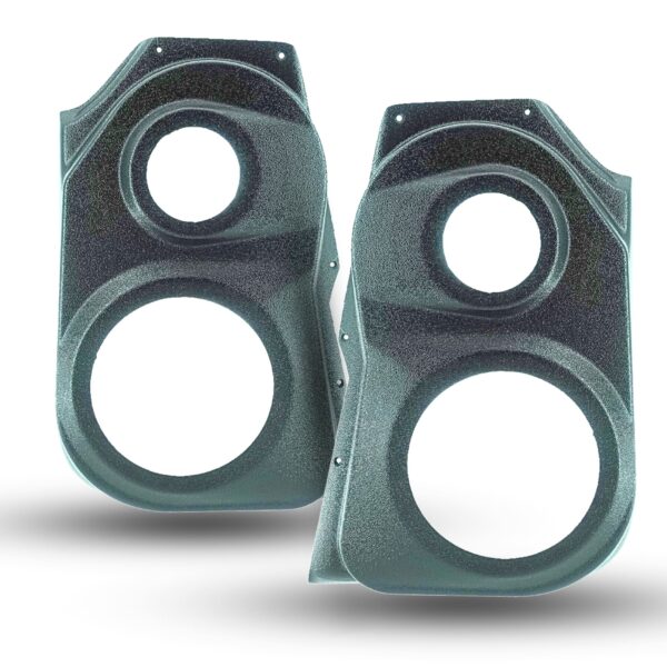 Front Door Custom Speaker Pods for the 2009-2018 Dodge Ram to hold 6.5 in and 3.5 in speakers for car audio installation upgrade