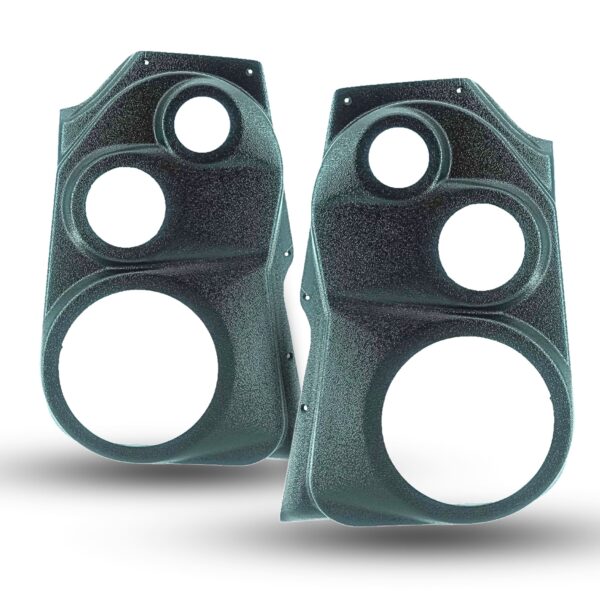 Front Door Custom Speaker Pods for the 2009-2018 Dodge Ram to hold 6.5 in and 3.5 in and 2.0 in speakers for car audio installation upgrade