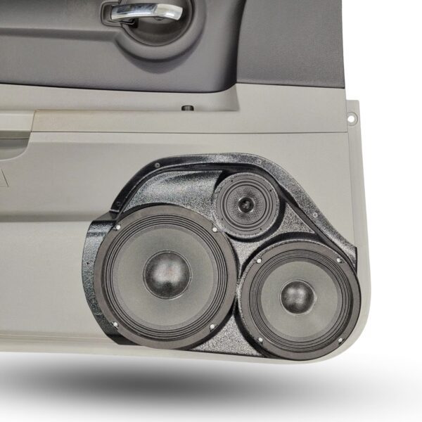 Front Door Custom Speaker Pods for the 2006-2007 Dodge Charger Magnum to hold 8.0 in and 6.5 in and 3.5 in speakers for car audio installation upgrade