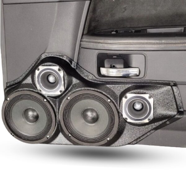 Front Door Custom Speaker Pods for the 2008-2014 Dodge Challenger to hold Dual 6.5 in and Dual 3.5 in speakers for car audio installation upgrade