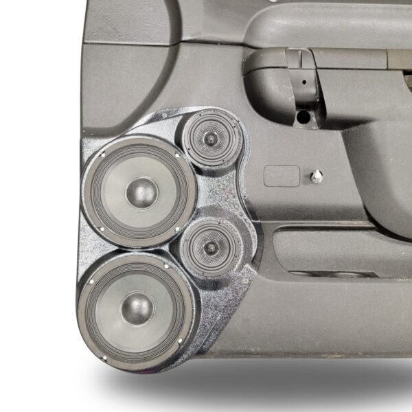 Front Door Custom Speaker Pods for the 2010-2013 Chevrolet Silverado GMC Sierra to hold Dual 6.5 in and Dual 3.5 in speakers for car audio installation upgrade