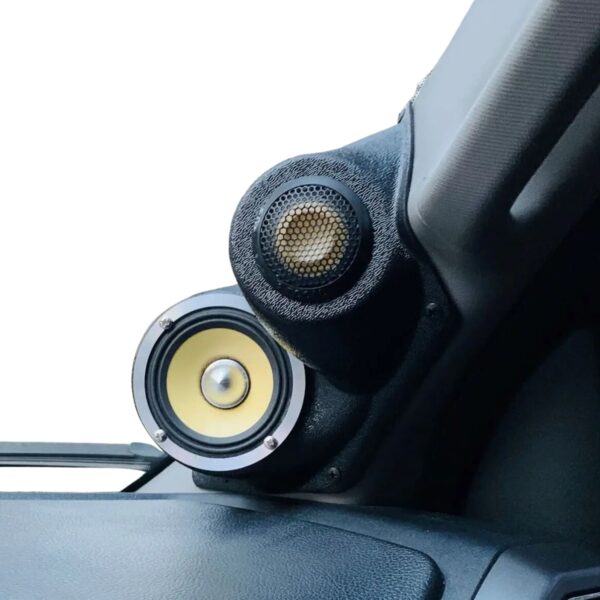 A-Pillar Custom Speaker Pods for the 2015-2020 Ford F-150 F-250F-350 to hold 3.5 in and 2.0 in speakers for car audio installation upgrade
