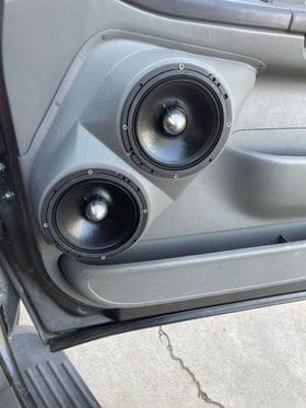 Front Door Custom Speaker Pods for the 1999-2007 Ford Excursion F-250F-350 to hold Dual 6.5 in speakers for car audio installation upgrade