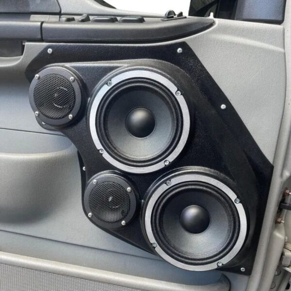 Front Door Custom Speaker Pods for the 1999-2007 Ford Excursion F-250F-350 to hold Dual 6.5 in and Dual 3.5 in speakers for car audio installation upgrade