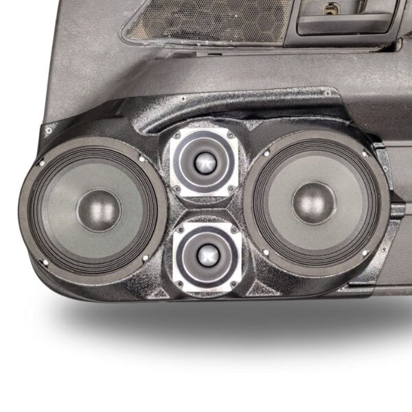 Front Door Custom Speaker Pods for the 2003-2008 Ford CrownVictoria Mercury GrandMarquis Marauder to hold Dual 6.5 in and Dual 3.5 in speakers for car audio installation upgrade