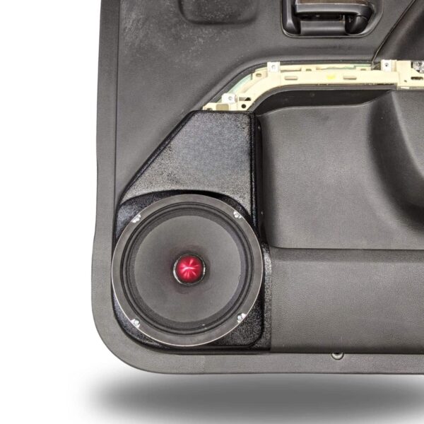 Front Door Custom Speaker Pods for the 2014-2018 Chevrolet Silverado GMC Sierra to hold 8.0 in speakers for car audio installation upgrade