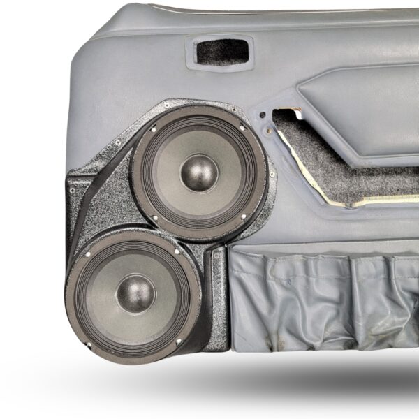 Front Door Custom Speaker Pods for the 1987-1993 Ford Mustang to hold Dual 6.5 in speakers for car audio installation upgrade