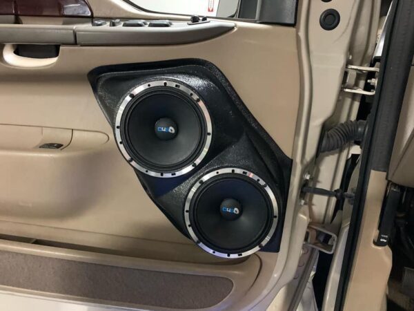 Front Door Custom Speaker Pods for the 1999-2007 Ford Excursion F-250F-350 to hold Dual 6.5 in speakers for car audio installation upgrade