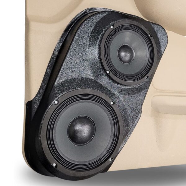 Front Door Custom Speaker Pods for the 2007-2009 Cadillac Escalade Chevrolet Avalanche Tahoe Silverado Suburban GMC Yukon Sierra to hold 8.0 in and 6.5 in speakers for car audio installation upgrade