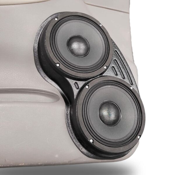 Front Door Custom Speaker Pods for the 2002-2005 Chevrolet Trailblazer to hold Dual 8.0 in speakers for car audio installation upgrade