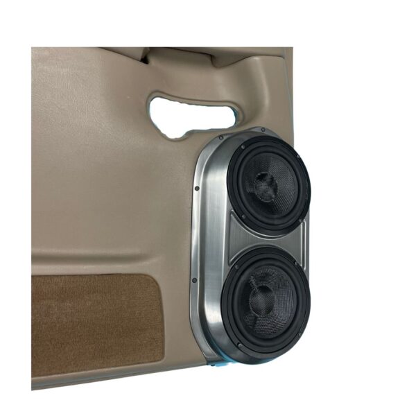 Rear Door Custom Speaker Pods for the 2000-2006 Cadillac Escalade Chevrolet Avalanche Silverado Tahoe Suburban GMC Sierra Yukon to hold Dual 6.5 in speakers for car audio installation upgrade
