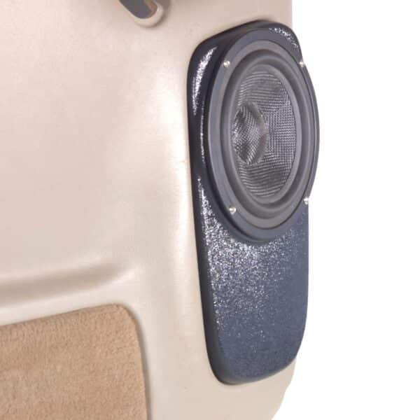 Rear Door Custom Speaker Pods for the 2000-2006 Cadillac Escalade Chevrolet Avalanche Silverado Tahoe Suburban GMC Sierra Yukon to hold 6.5 in speakers for car audio installation upgrade