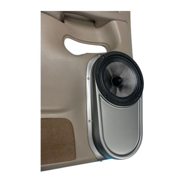 Rear Door Custom Speaker Pods for the 2000-2006 Cadillac Escalade Chevrolet Avalanche Silverado Tahoe Suburban GMC Sierra Yukon to hold 8.0 in speakers for car audio installation upgrade