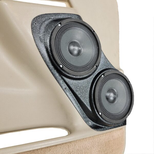 Front Door Custom Speaker Pods for the 2000-2006 Cadillac Escalade Chevrolet Avalanche Silverado Tahoe Suburban GMC Sierra Yukon to hold Dual 6.5 in speakers for car audio installation upgrade