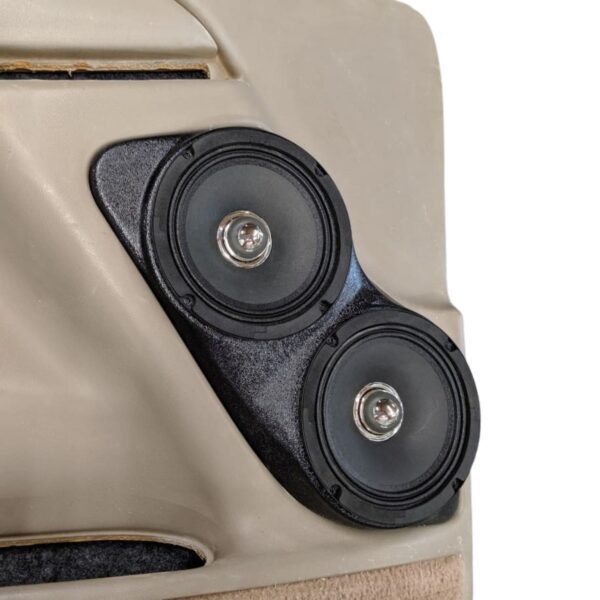 Front Door Custom Speaker Pods for the 2000-2006 Cadillac Escalade Chevrolet Avalanche Silverado Tahoe Suburban GMC Sierra Yukon to hold Dual 6.5 in speakers for car audio installation upgrade