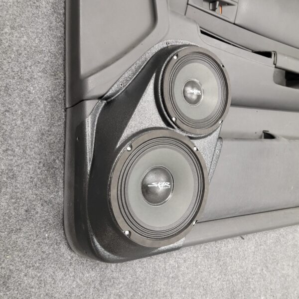 Front Door Custom Speaker Pods for the 2001-2004 Dodge Dakota Durango to hold 8.0 in and 6.5 in speakers for car audio installation upgrade