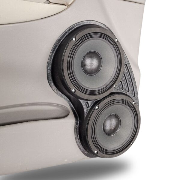 Front Door Custom Speaker Pods for the 2002-2005 Chevrolet Trailblazer to hold Dual 8.0 in speakers for car audio installation upgrade