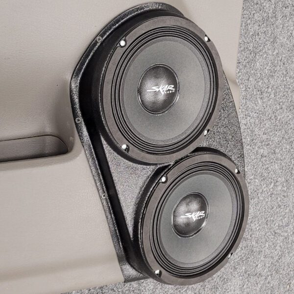 Front Door Custom Speaker Pods for the 2002-2005 GMC Envoy to hold Dual 8.0 in speakers for car audio installation upgrade