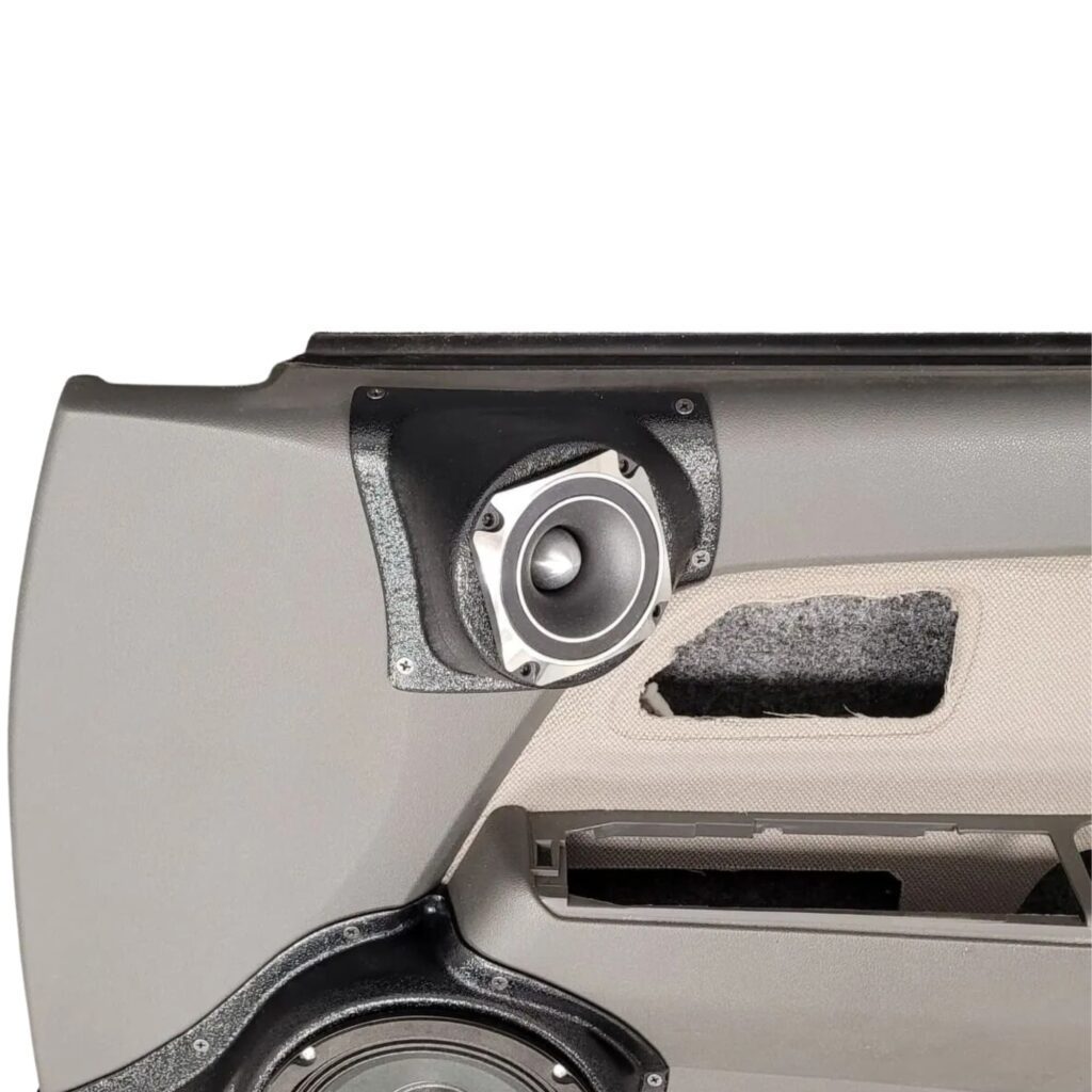 Front Door Custom Speaker Pods for the 2004-2012 Chevrolet Colorado GMC Canyon to hold 3.5 in speakers for car audio installation upgrade