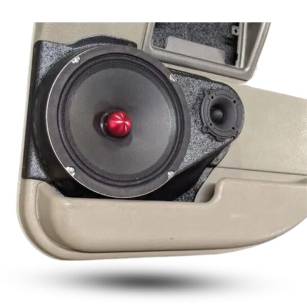 Rear Door Custom Speaker Pods for the 2003-2007 Hummer H2 to hold 8.0 in and 3.5 in speakers for car audio installation upgrade