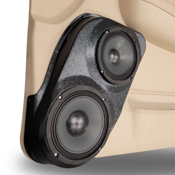 Front Door Custom Speaker Pods for the 2007-2009 Cadillac Escalade Chevrolet Avalanche Tahoe Silverado Suburban GMC Yukon Sierra to hold 8.0 in and 6.5 in speakers for car audio installation upgrade