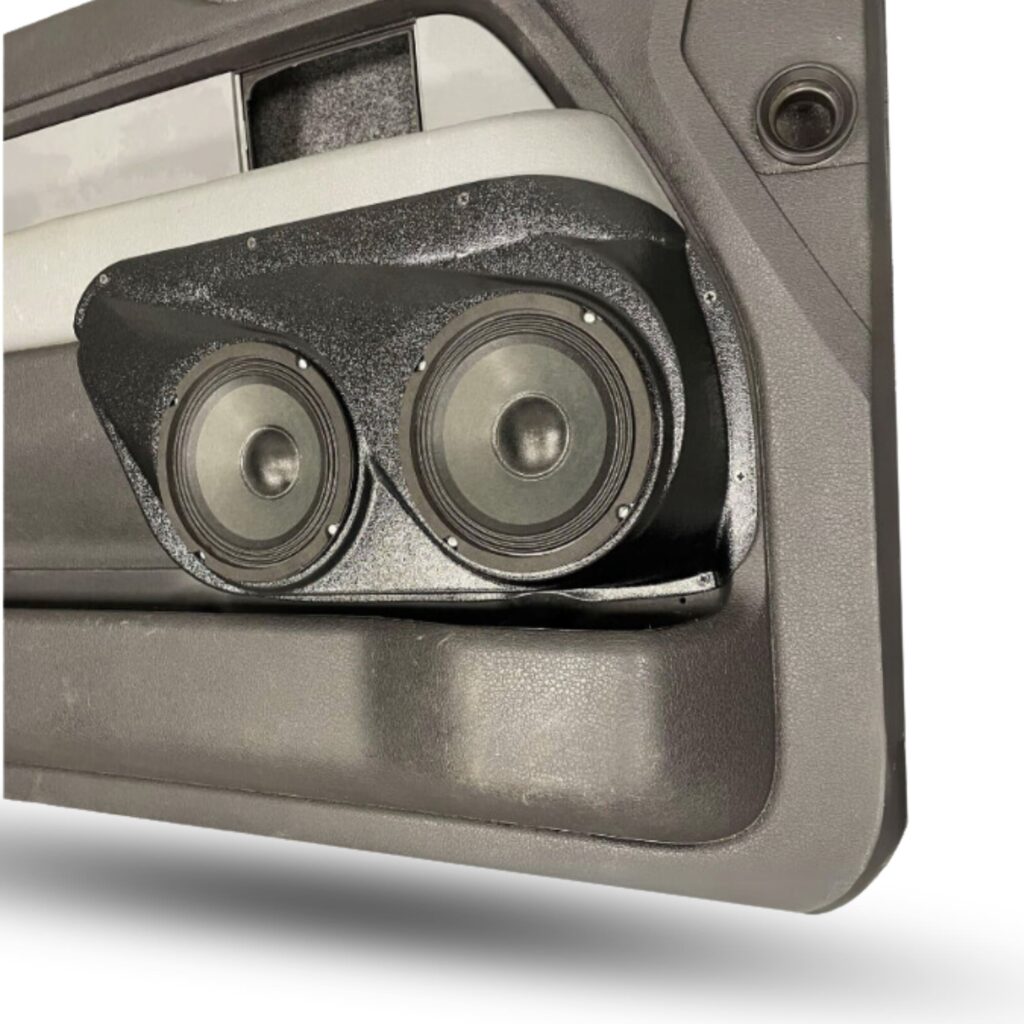 Front Door Custom Speaker Pods for the 2009-2014 Ford F-150 to hold Dual 6.5 in speakers for car audio installation upgrade