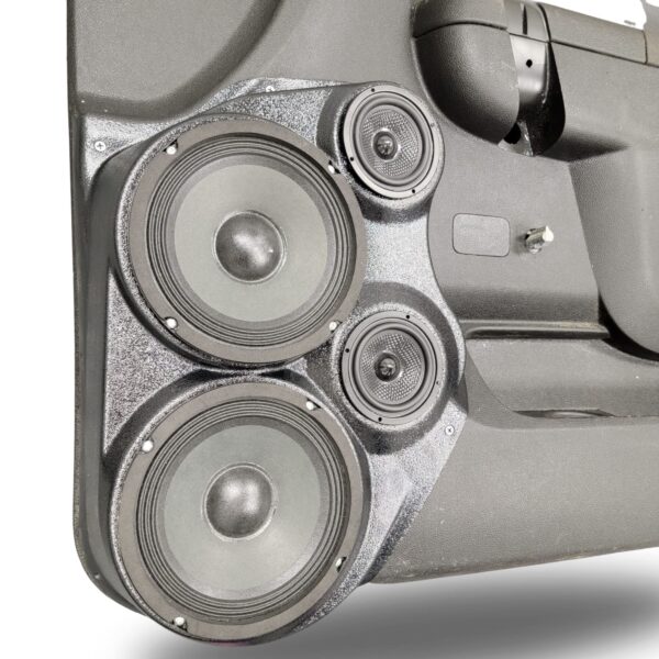 Front Door Custom Speaker Pods for the 2010-2013 Chevrolet Silverado GMC Sierra to hold Dual 6.5 in and Dual 3.5 in speakers for car audio installation upgrade