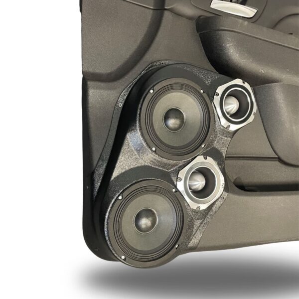 Front Door Custom Speaker Pods for the 2007-2009 Cadillac Escalade Chevrolet Avalanche Tahoe Silverado Suburban GMC Yukon Sierra to hold Dual 6.5 in and Dual 4.0 in speakers for car audio installation upgrade