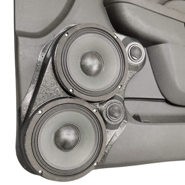 Front Door Custom Speaker Pods for the 2007-2009 Cadillac Escalade Chevrolet Avalanche Tahoe Silverado Suburban GMC Yukon Sierra to hold Dual 8.0 in and Dual 2.0 in speakers for car audio installation upgrade