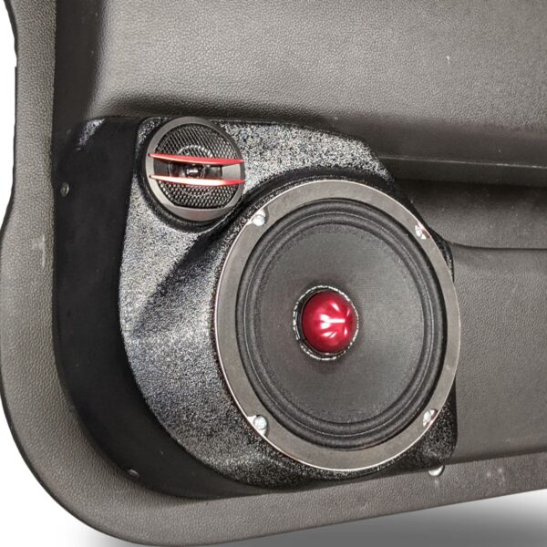 Rear Door Custom Speaker Pods for the 2014-2018 Chevrolet Silverado GMC Sierra to hold 6.5 in and 2.0 in speakers for car audio installation upgrade
