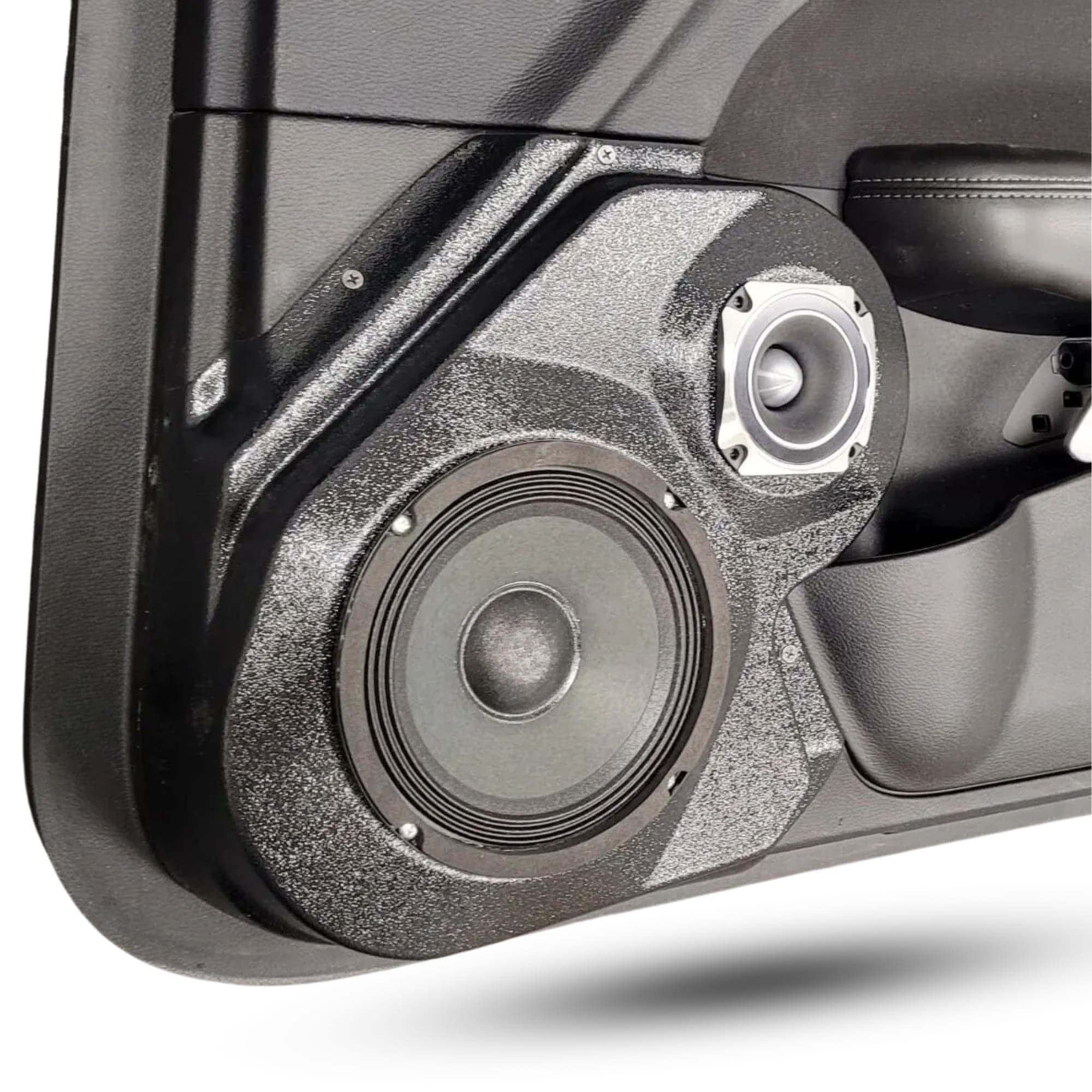 Custom Speaker Pods 6.5" and 3.5" or Tweeter Speaker Pods for 2015-2023 Dodge Challenger left ortho Speaker Upgrade for the Front Door of your 2015-2023 Dodge Challenger. Easy installation of a 6.5" and 3.5" Midrange or Tweeter for the most powerful car stereo possible.
