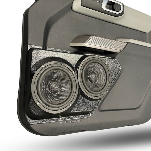 Front Door Custom Speaker Pods for the 2021-2023 Ford Bronco to hold Dual 6.5 in speakers for car audio installation upgrade