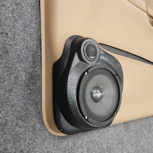 Front Door Custom Speaker Pods for the 1998-2000 Dodge Dakota Durango to hold 6.5 in and 2.0 in speakers for car audio installation upgrade