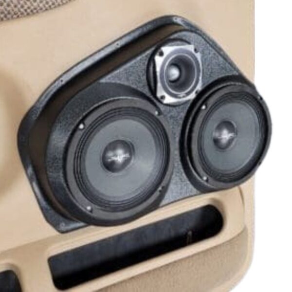 Front Door Custom Speaker Pods for the 1999-2001 Dodge Ram to hold Dual 6.5 in and 3.5 in speakers for car audio installation upgrade