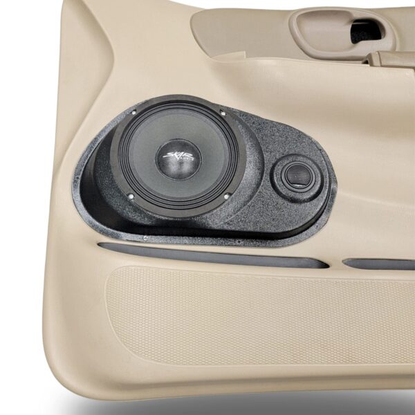 Front Door Custom Speaker Pods for the 1999-2003 Ford F-150 to hold 8.0 in and 2.0 in speakers for car audio installation upgrade