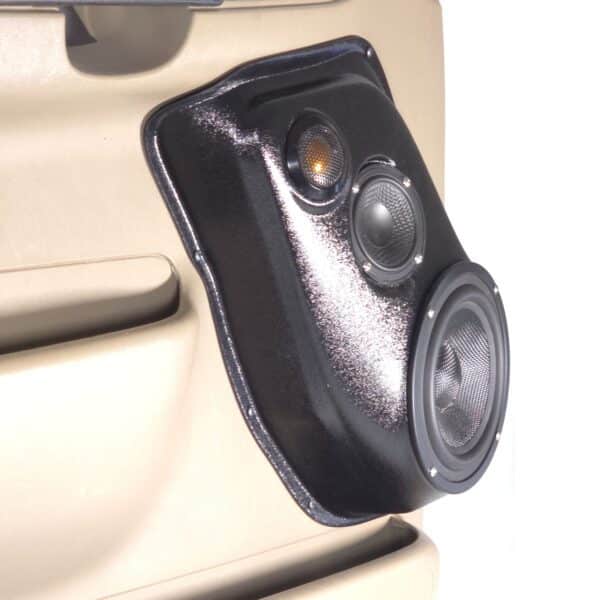 Front Door Custom Speaker Pods for the 1999-2007 Ford Excursion F-250F-350 to hold 6.5 in and 3.5 in and 2.0 in speakers for car audio installation upgrade