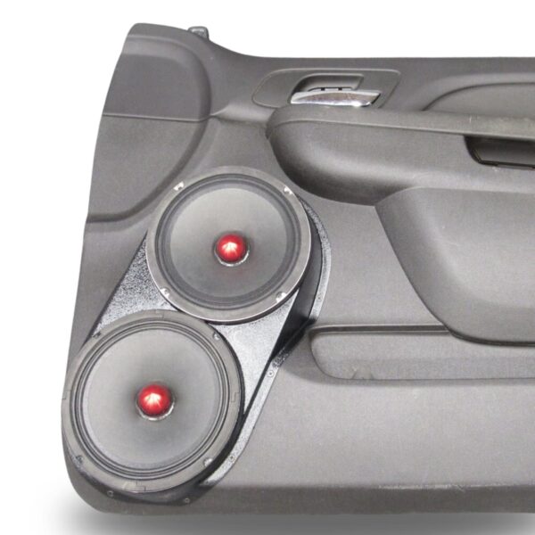 Front Door Custom Speaker Pods for the 2007-2009 Cadillac Escalade Chevrolet Avalanche Tahoe Silverado Suburban GMC Yukon Sierra to hold Dual 8.0 in speakers for car audio installation upgrade