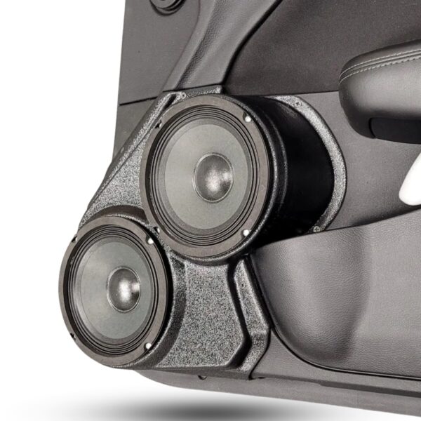 Front Door Custom Speaker Pods for the 2015-2023 Dodge Challenger to hold Dual 6.5 in speakers for car audio installation upgrade