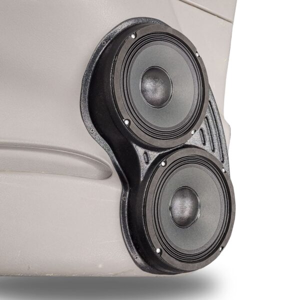 Front Door Custom Speaker Pods for the 2002-2005 Chevrolet Trailblazer to hold Dual 8.0 in speakers for car audio installation upgrade