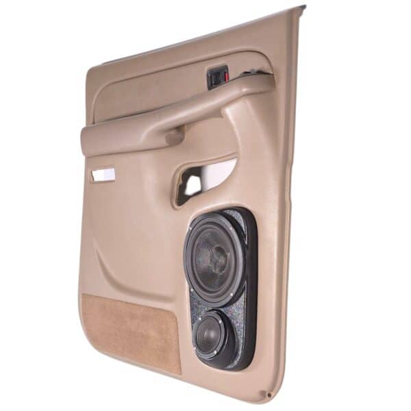 Rear Door Custom Speaker Pods for the 2000-2006 Cadillac Escalade Chevrolet Avalanche Silverado Tahoe Suburban GMC Sierra Yukon to hold 6.5 in and 3.5 in speakers for car audio installation upgrade