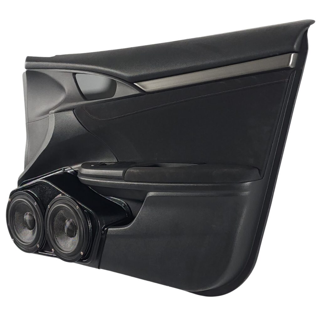 Front Door Custom Speaker Pods for the 2016-2020 Honda Civic to hold Dual 6.5 in speakers for car audio installation upgrade