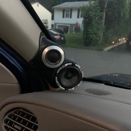 A-Pillar Custom Speaker Pods for the 2002-2005 Chevrolet Trailblazer GMC Envoy GMC EnvoyXL Isuzu Ascender to hold 3.5 in and 2.0 in speakers for car audio installation upgrade