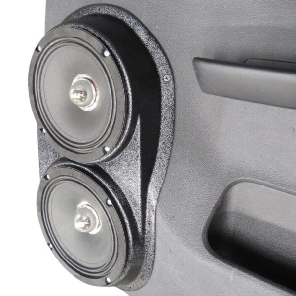 Rear Door Custom Speaker Pods for the 2007-2009 Chevrolet Silverado GMC Sierra to hold Dual 6.5 in speakers for car audio installation upgrade