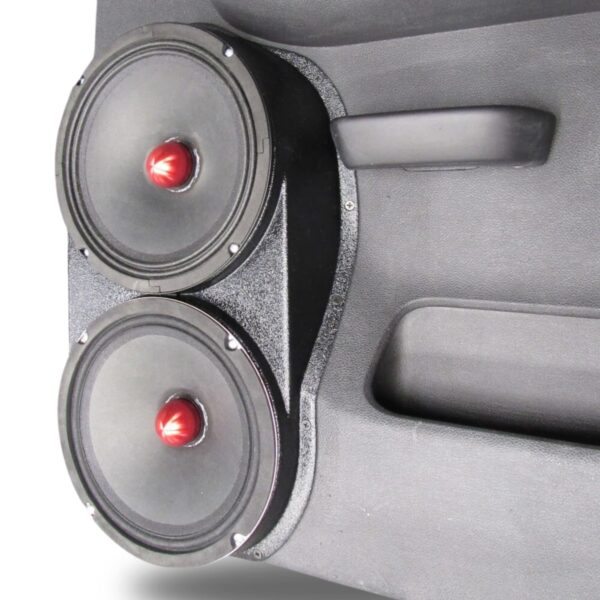 Rear Door Custom Speaker Pods for the 2007-2009 Chevrolet Silverado GMC Sierra to hold Dual 8.0 in speakers for car audio installation upgrade