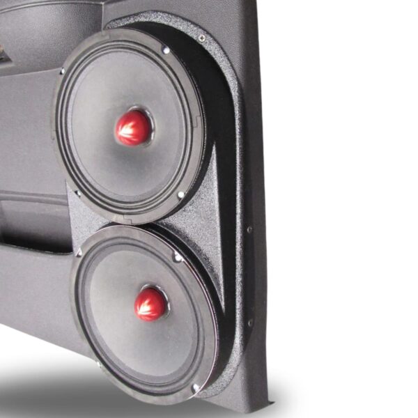 Rear Door Custom Speaker Pods for the 2007-2009 Chevrolet Silverado GMC Sierra to hold Dual 8.0 in speakers for car audio installation upgrade