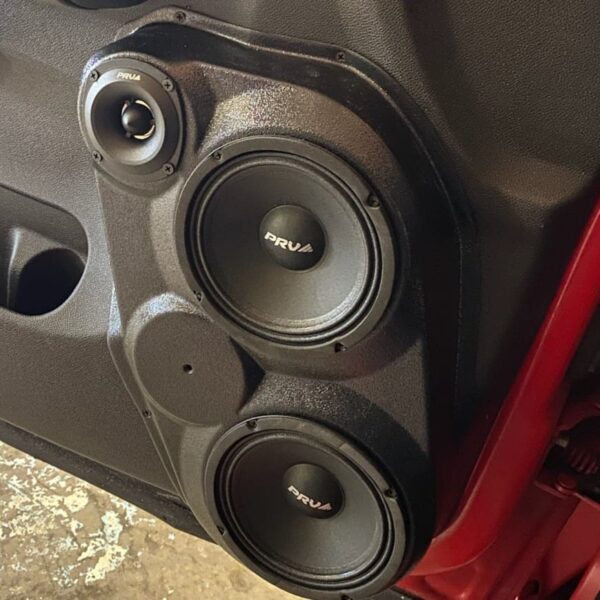 Front Door Custom Speaker Pods for the 2007-2009 Chevrolet Silverado GMC Sierra to hold Dual 6.5 in and Dual 3.5 in speakers for car audio installation upgrade