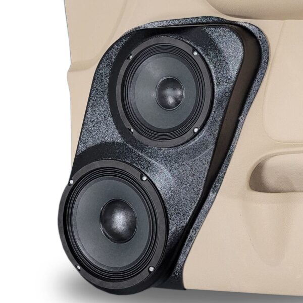 Front Door Custom Speaker Pods for the 2007-2009 Cadillac Escalade Chevrolet Avalanche Tahoe Silverado Suburban GMC Yukon Sierra to hold 8.0 in and 6.5 in speakers for car audio installation upgrade