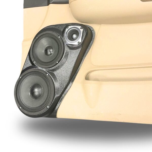 Front Door Custom Speaker Pods for the 2007-2009 Cadillac Escalade Chevrolet Avalanche Tahoe Silverado Suburban GMC Yukon Sierra to hold 8.0 in and 6.5 in and 3.5 in speakers for car audio installation upgrade