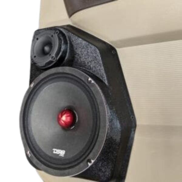 Rear Door Custom Speaker Pods for the 2009-2018 Dodge Ram to hold 8.0 in and 3.5 in speakers for car audio installation upgrade