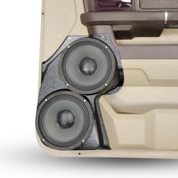 Front Door Custom Speaker Pods for the 2009-2018 Dodge Ram to hold Dual 8.0 in speakers for car audio installation upgrade